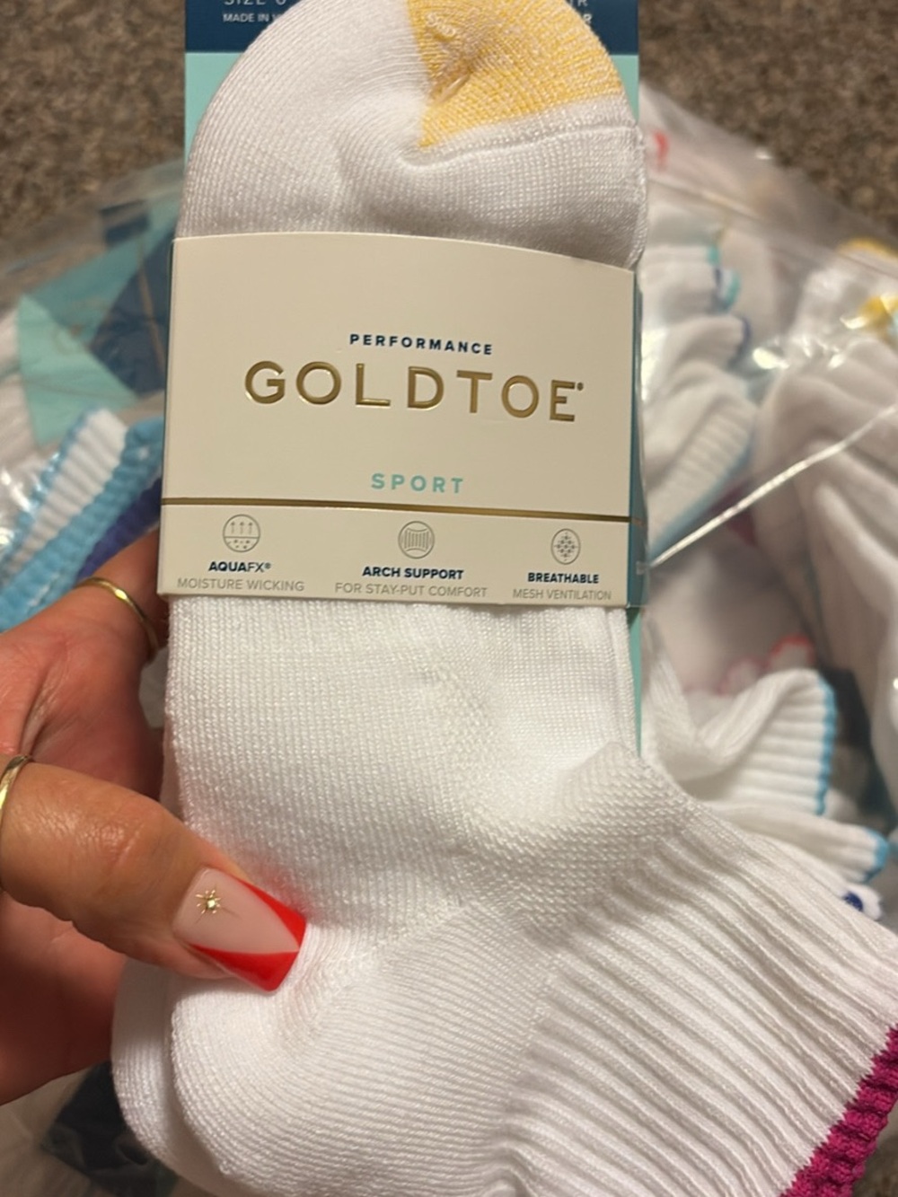 Gold Toe White Athletic Socks Yellow Toe Accents